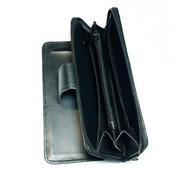 Wallet Leather Women Multi Pocket Patchwork Accessory Zipper Bags Black Wallets - Picture 7 of 8